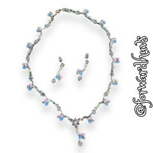 Cosplay Princess Style Necklace & Earring Set | Magical Pink & Blue